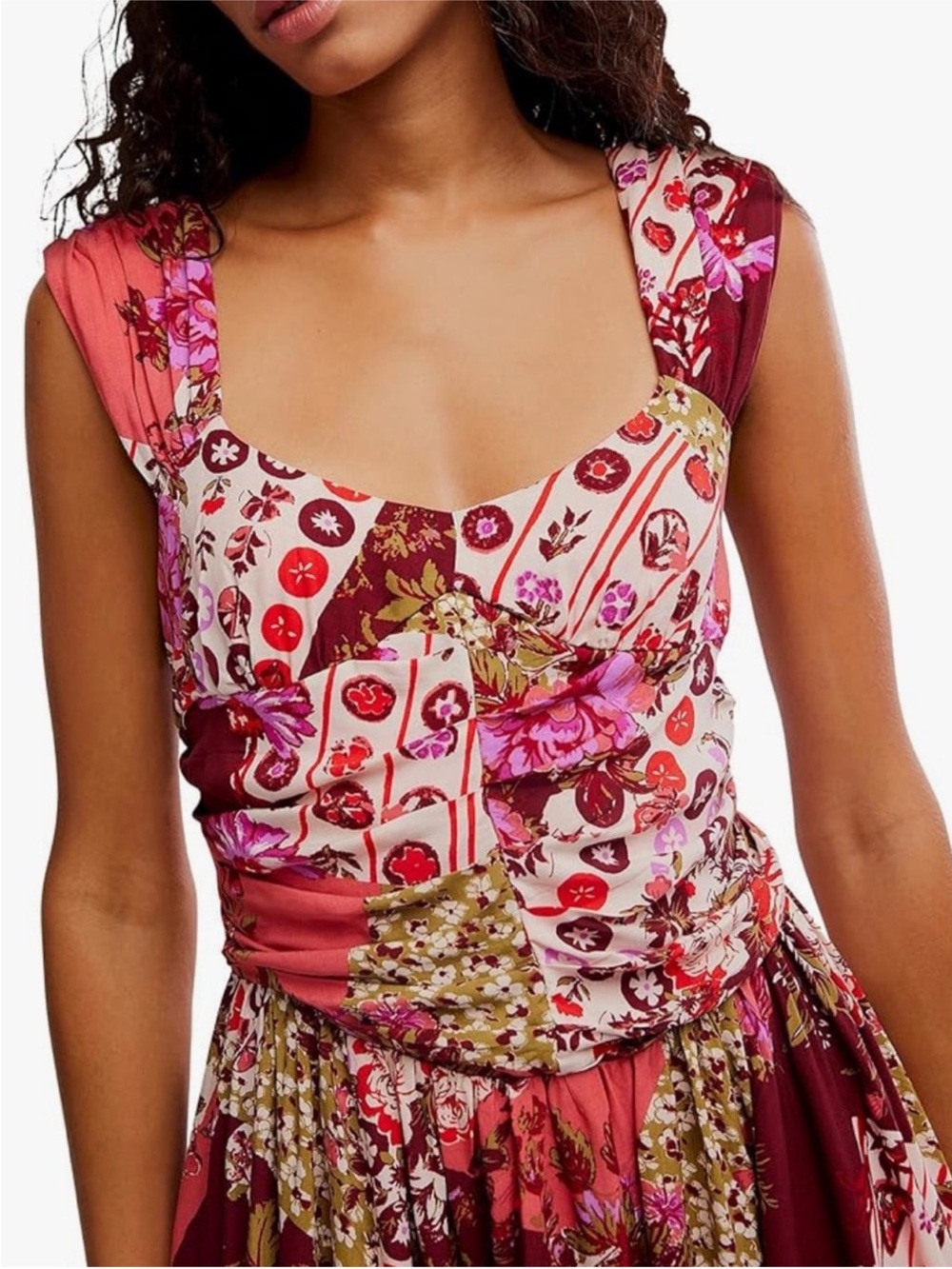 🆕 Free People Maxi Dress Boho Strawberry Patch Pockets Hippie Bohemian Loose XL - Picture 4 of 5